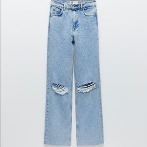 Zara 90s full length distress denim NWT size 8
